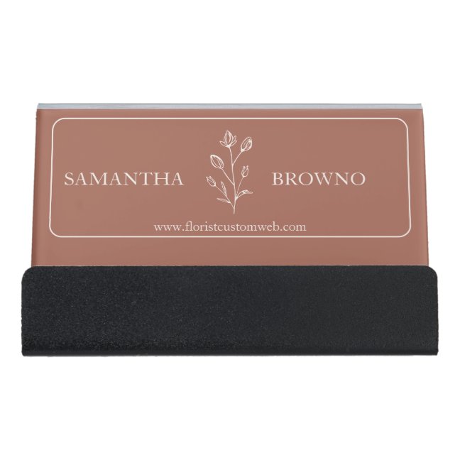Terracotta Beige Framed Flower Event Management Desk Business Card Holder