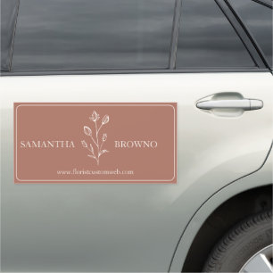 Terracotta Beige Framed Flower event planner Car Magnet