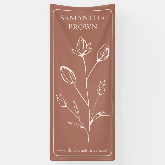 Terracotta Beige Framed Vertical Logo Event Flower Banner