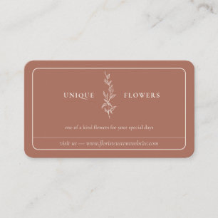 Terracotta Beige Minimal Framed Line Flower Business Card