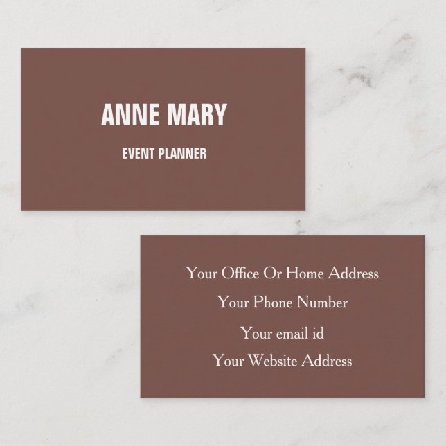 Terracotta Beige Modern Minimal Event Planner Business Card (Front/Back)