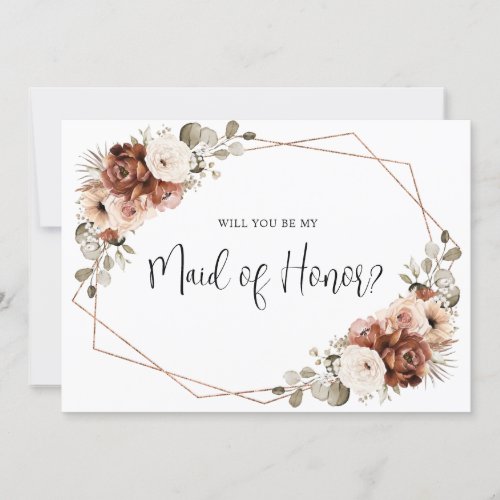 Terracotta Beige Sage Will You Be My Maid of Honor Invitation