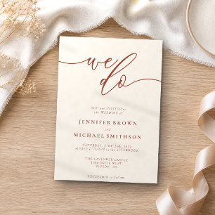 Terracotta Beige Tone Signature We Do Wedding Invitation