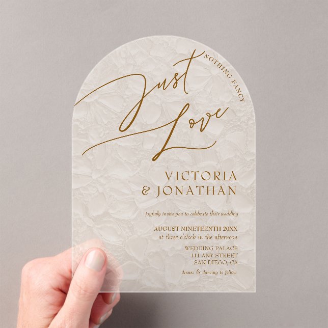 Terracotta Beige Trendy Simple Wedding  Acrylic Invitations (Insitu (Handheld))