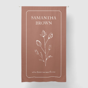 Terracotta Beige Vertical Logo Flower Blackout Curtains