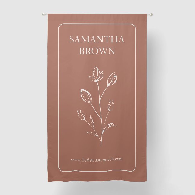 Terracotta Beige Vertical Logo Flower Blackout Curtains
