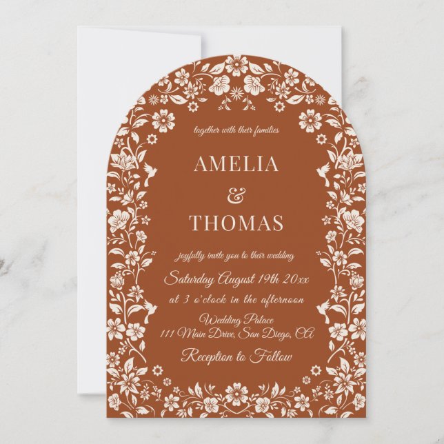 Terracotta Beige Wildflower Wedding Invitation (Front)