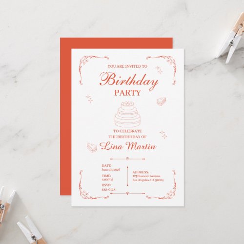 Terracotta Birthday Invitation
