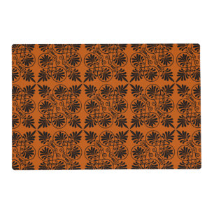 Terracotta Black Ancient Greek Meander Pattern Placemat
