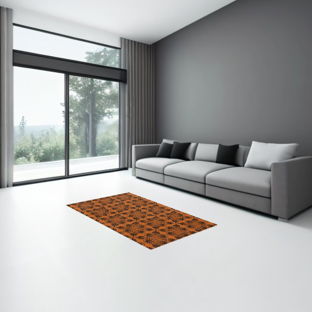 Terracotta Black Ancient Greek Meander Pattern Rug (Insitu (Indoor 3))