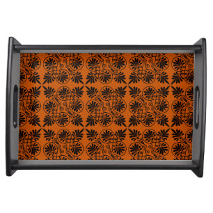 Terracotta Black Ancient Greek Meander Pattern Serving Tray