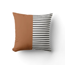 Terracotta Black and White Stripes Modern Bohemian
