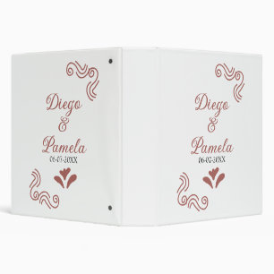 Terracotta black rustic spanish wedding couple en 3 ring binder