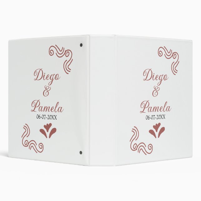 Terracotta black rustic spanish wedding couple en 3 ring binder (Background)