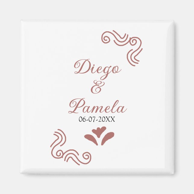 Terracotta black rustic spanish wedding couple en magnet (Front)