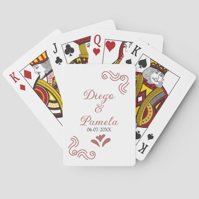 Terracotta black rustic spanish wedding couple en poker cards (Back)