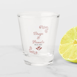 Terracotta black rustic spanish wedding couple en shot glass