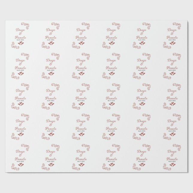 Terracotta black rustic spanish wedding couple en wrapping paper (Flat)