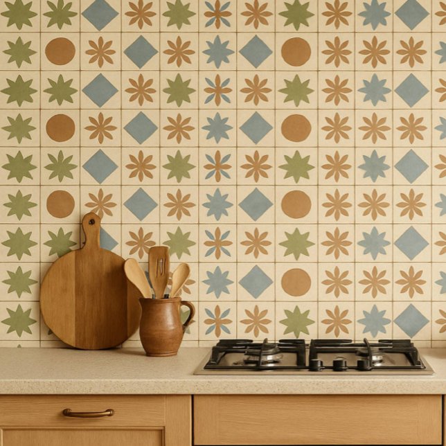 Terracotta Bloom Mediterranean Tile (Tiles repeated.)
