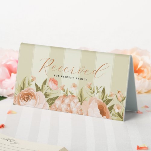 Terracotta Blooming Rose Hydrangea Floral Seating  Table Tent Sign
