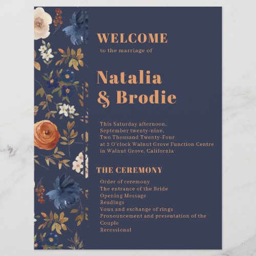 Terracotta Blue French Country Wedding Program