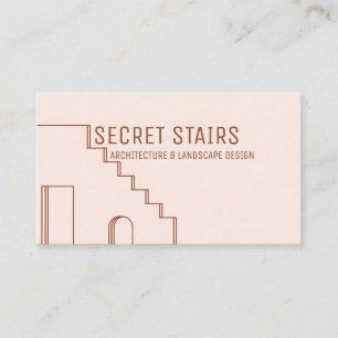 Terracotta Blush Architect Stairs Door Window Business Card