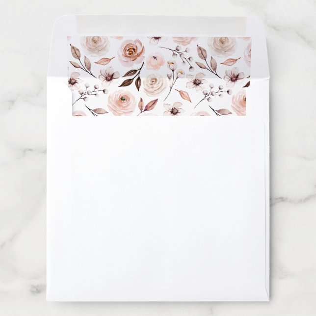 Terracotta Blush Floral Boho Envelope Liner  (In Envelope)