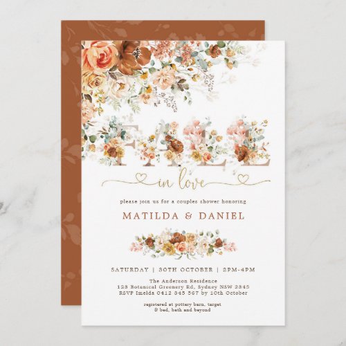 Terracotta Blush Flower Fall in Love Bridal Shower Invitation