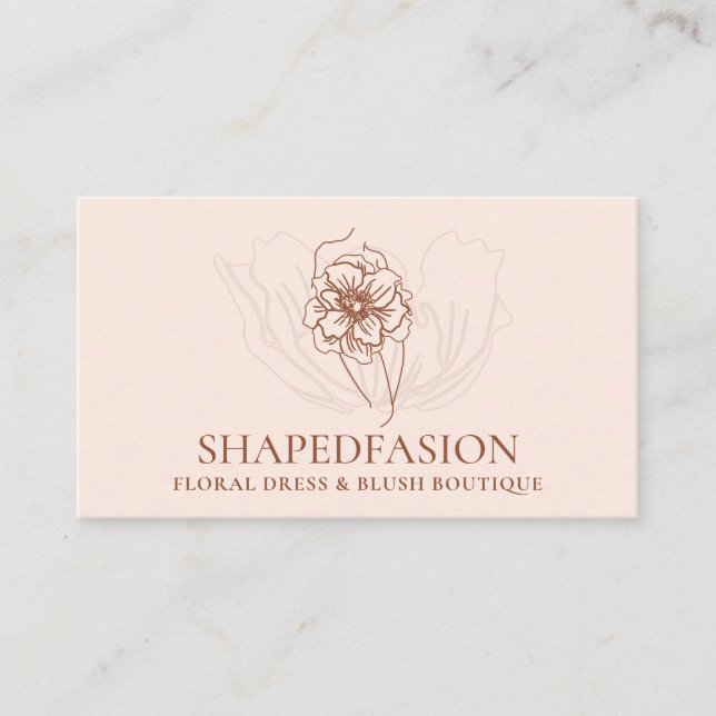 Terracotta Blush Flower Prom Dresses Seamstress Business Card (Front)