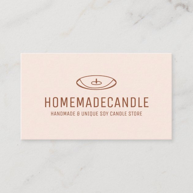 Terracotta Blush Minimal Logo Homemade Candle Business Card