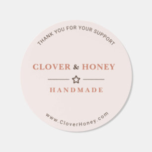 Terracotta Blush Pink Boho Thank You Handmade Classic Round Sticker
