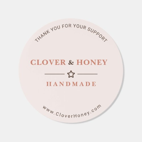 Terracotta Blush Pink Boho Thank You Handmade Classic Round Sticker