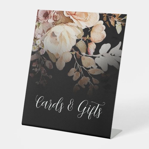 Terracotta Blush Pink Floral Black Cards and Gifts Pedestal Sign