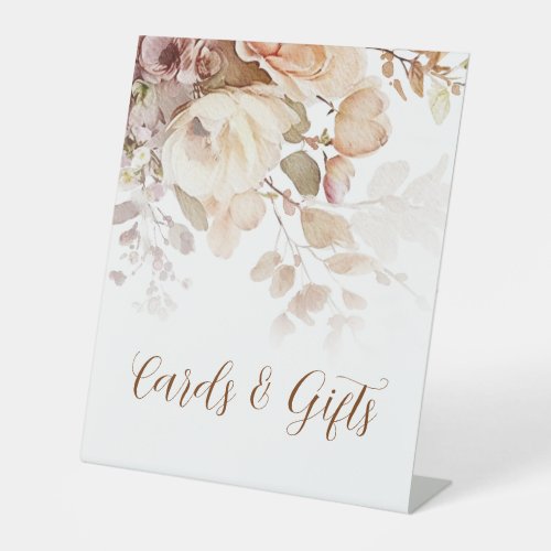 Terracotta Blush Pink Floral Cards and Gifts Pedestal Sign