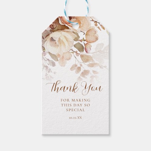 Terracotta Blush Pink Floral Thank You Gift Tags