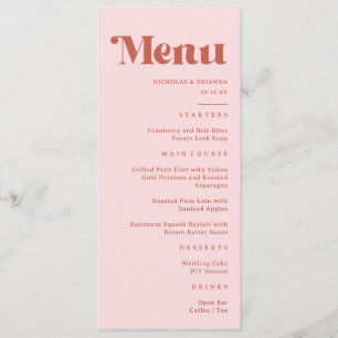 Terracotta & Blush Pink Retro Groovy Wedding   Menu