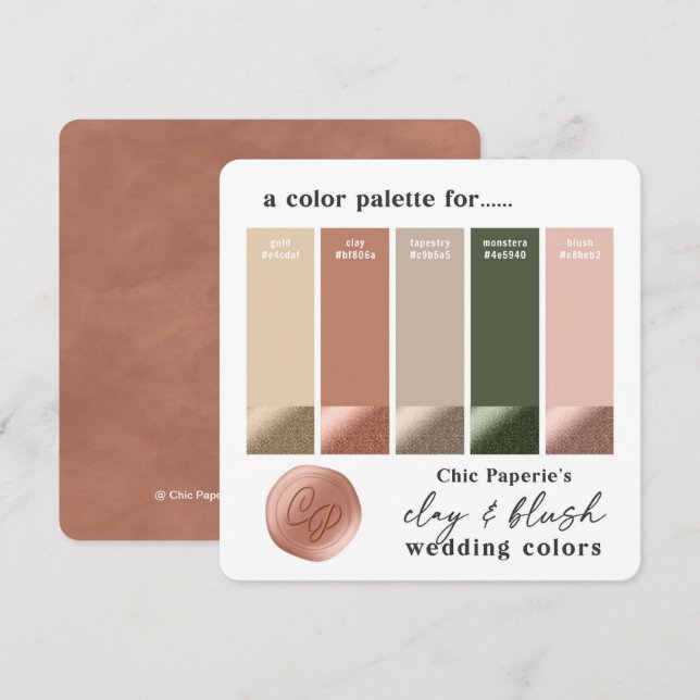 Terracotta & Blush Pink Wedding Color Palette Card (Front/Back)