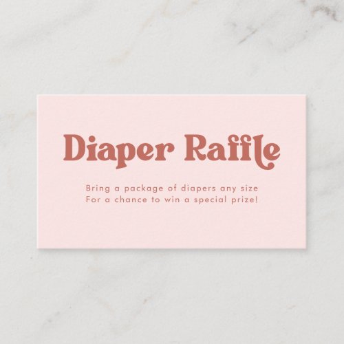 Terracotta  Blush Retro Type Diaper Raffle Enclosure Card