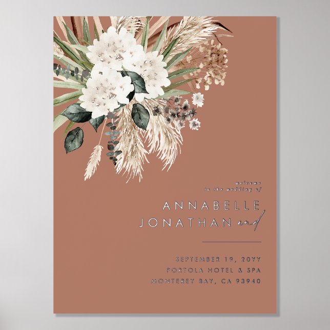 Terracotta bohemian botanical modern elegant chic foil prints (Front)
