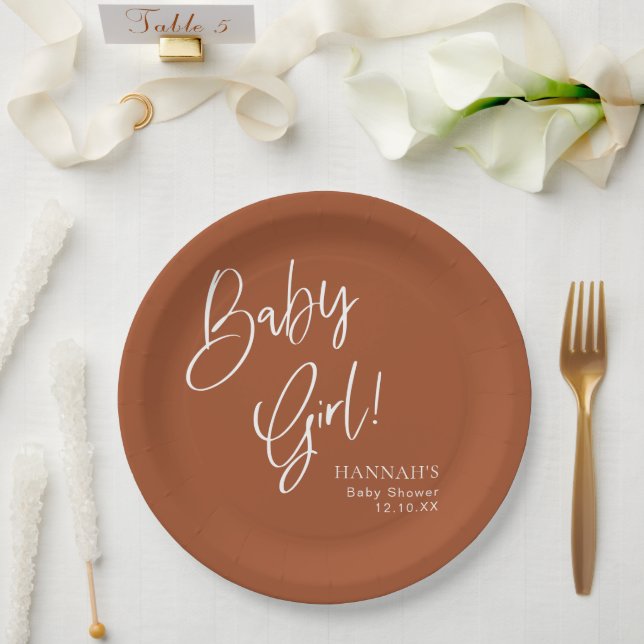 Terracotta Bohemian Earthy Girl Baby Shower Paper Plates (Wedding)