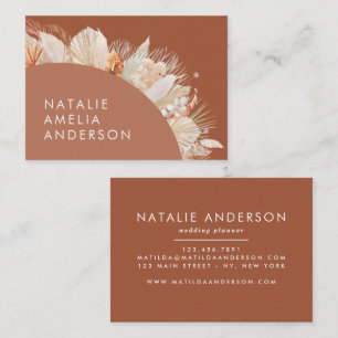 Terracotta Bohemian elegant modern pampas grass Business Card