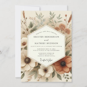 Terracotta Bohemian Flora Wedding Invitation