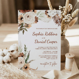 Terracotta Bohemian Floral Earthy Wedding Invitation