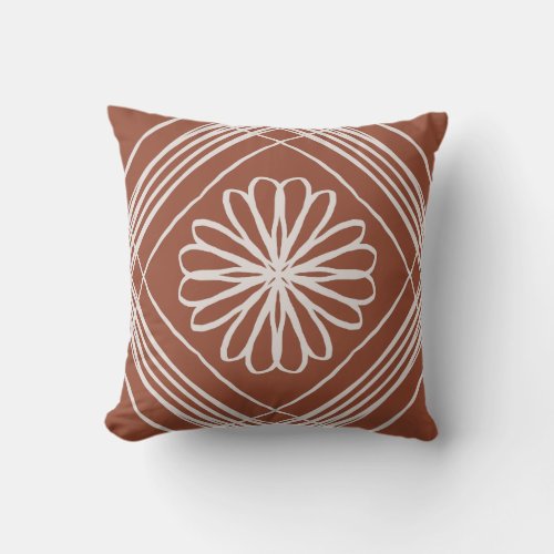 Terracotta Bohemian Flower Throw Pillow