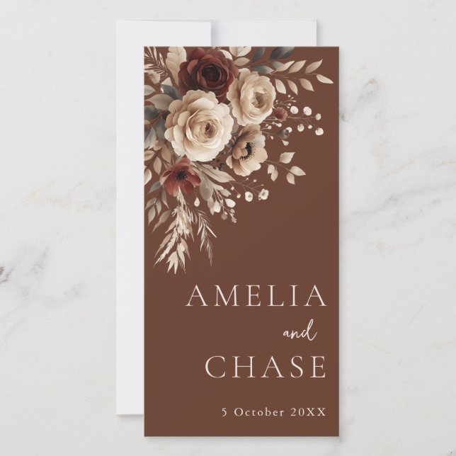 Terracotta Bohemian Flowers Wedding Program (Front)