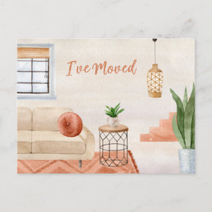Terracotta Bohemian Moving Announcement Postcard