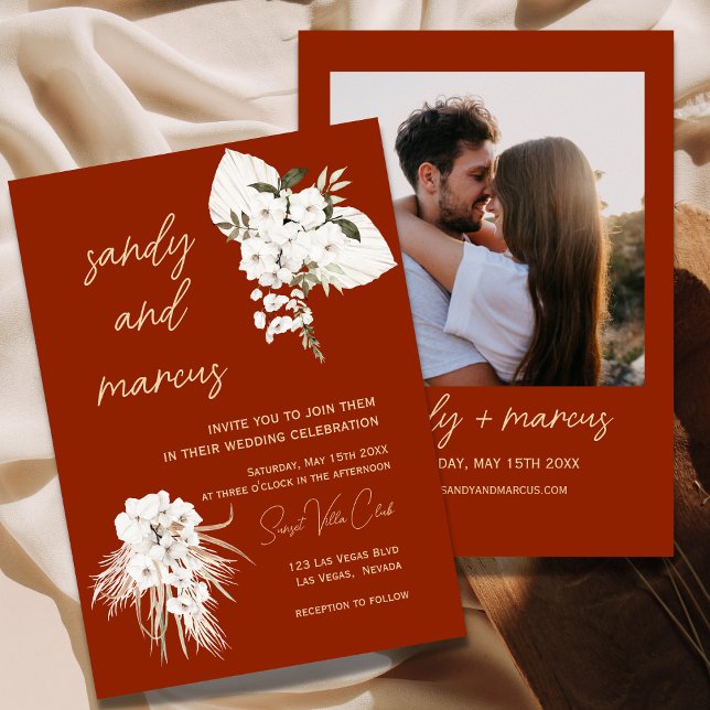 Terracotta Bohemian Photo Wedding Invitation (Creator Uploaded)