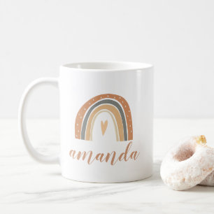Terracotta Bohemian Rainbow Script Custom Name Coffee Mug