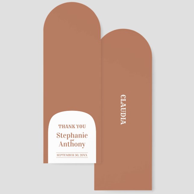 Terracotta Bohemian Retro Arch Wedding   Bookmarks (Front & Back)