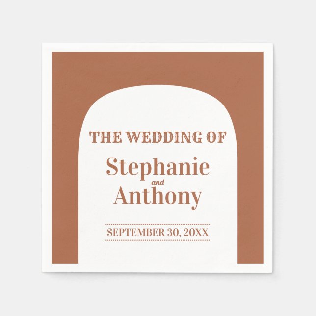 Terracotta Bohemian Retro Arch Wedding   Napkins (Front)